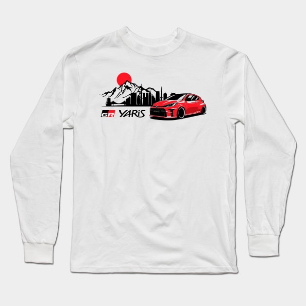 Toyota GR Yaris Red, JDM Car Long Sleeve T-Shirt by T-JD